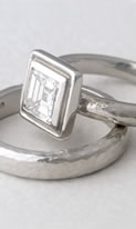 Joyce's Engagement ring and wedding band in platinum